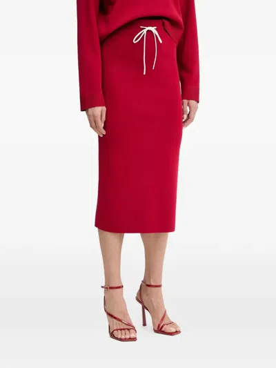 Patrizia Pepe Drawstring Midi Skirt In Red