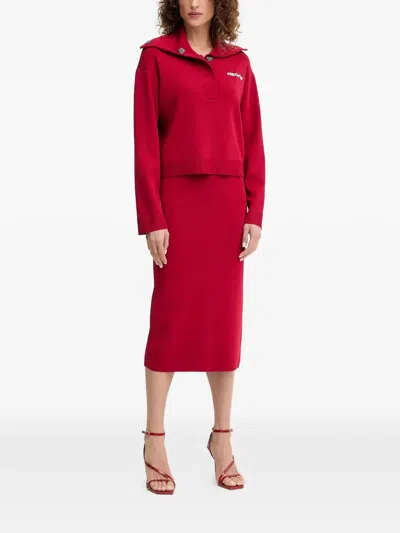 Patrizia Pepe Drawstring Midi Skirt In Red