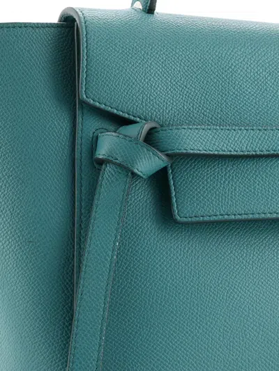 Pre-owned Celine Belt Bag Textured Leather Micro Satchel In Green