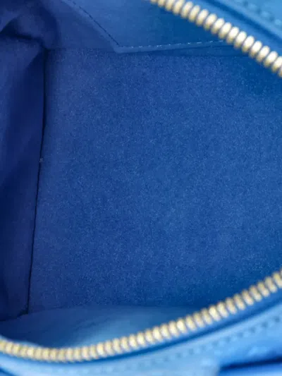 Pre-owned Louis Vuitton Speedy Bandouliere Bag Nanogram Embossed Leather 20 Satchel In Blue