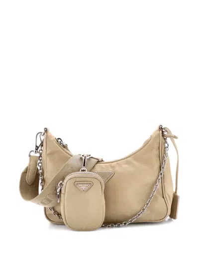 Pre-owned Prada Re-edition 2005 Shoulder Bag Tessuto Small Crossbody Bag In Neutral