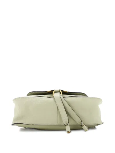 Pre-owned Chloé Marcie Leather Small Satchel In Green
