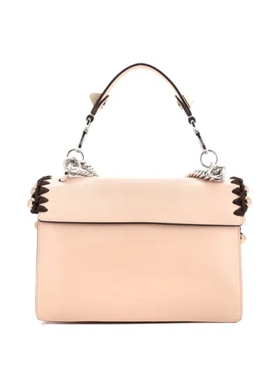 Pre-owned Fendi Kan I Bag Beaded Whipstitch Leather Medium Satchel In Pink