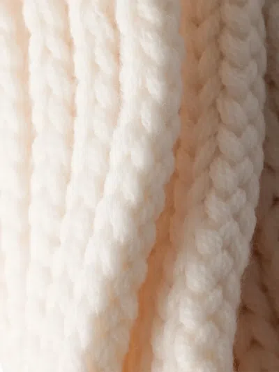 Prada Enameled Triangle Rib Knit Scarf In Neutral