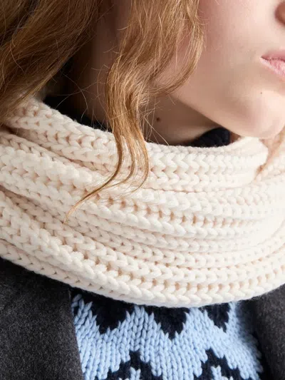 Prada Enameled Triangle Rib Knit Scarf In Neutral