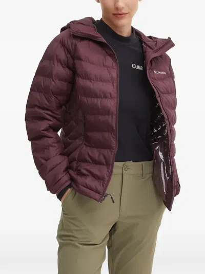 Columbia Powder Lite™ Ii Hooded Logo-detail Jacket In Burgundy