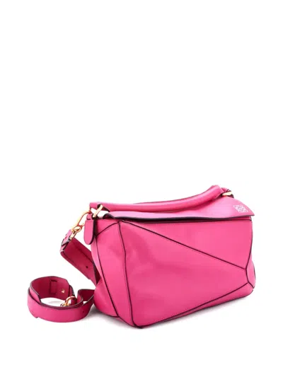 Pre-owned Loewe Puzzle Bag Leather Medium Shoulder Bag In Pink