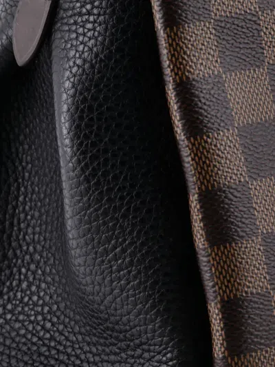 Pre-owned Louis Vuitton Normandy Handbag Damier And Leather Satchel In Black