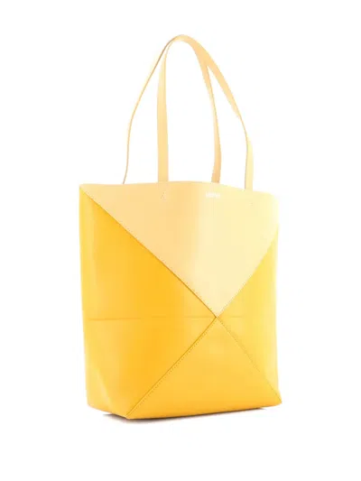 Pre-owned Loewe Puzzle Fold Leather Medium Tote Bag In Yellow