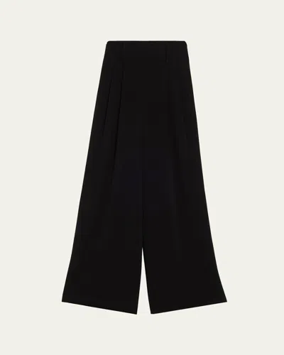 Akris Punto Florina High-rise Pleated Crepe Wide-leg Pants In Black
