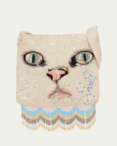 Valentino Le Chat De La Maison Beaded Cat Crossbody Bag In Neutral