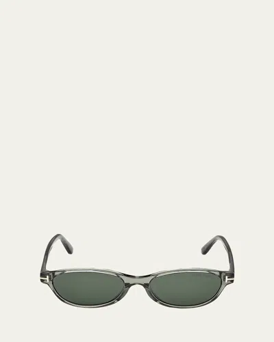 Tom Ford Tara Oval Acetate Sunglasses In Green