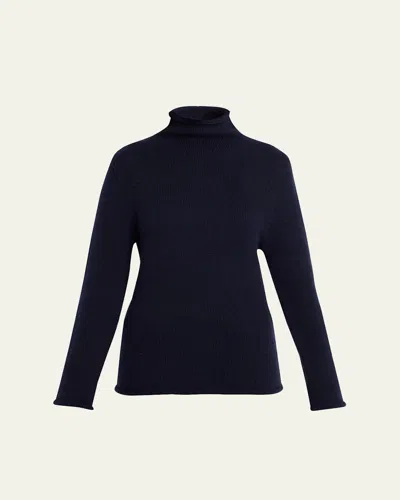 The Row Mariam Mock-neck Cashmere Sweater In Blue