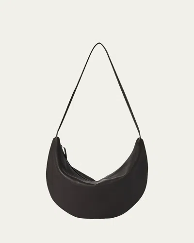 The Row Izzy Small Crescent Shoulder Bag In Leather In Black
