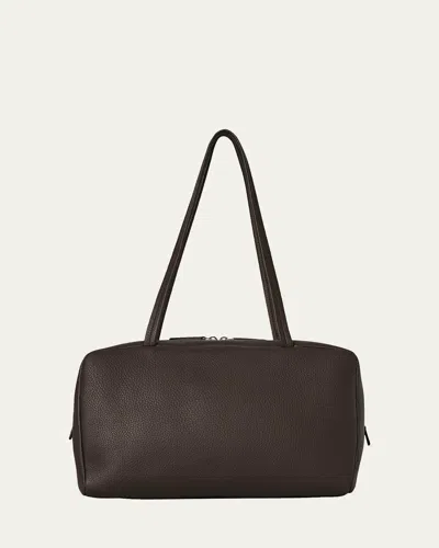 The Row Astra Bowling Shoulder Bag In Grain Leather In Brown