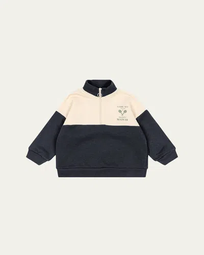 Konges Slojd Boy's Loupy Lou Half Zip Sweatshirt In Black