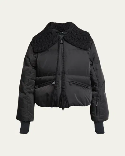 Moncler Furtschella Down Bomber Jacket With Detachable Collar In Black