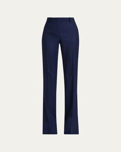Tom Ford Tonal Striped Jacquard Straight-leg Pants In Blue
