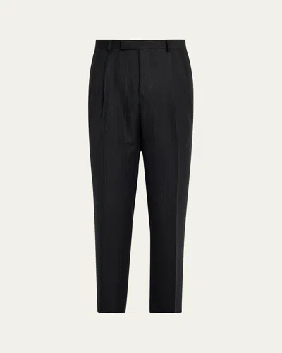 Auralee Men's Pinstripe Wool Trousers In Black