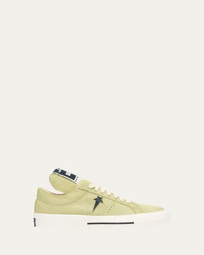 Drkshdw Rick Owens X Converse Men's Onestr Calf Hair Low-top Sneakers In Green