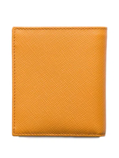 Prada Triangle-logo Leather Wallet In Yellow