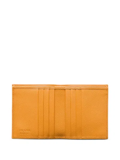 Prada Triangle-logo Leather Wallet In Yellow