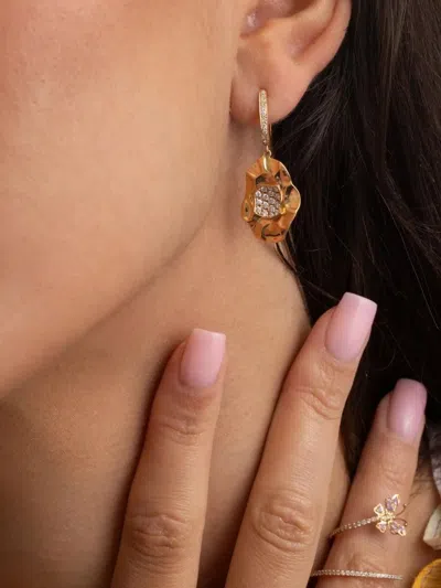 Stéfère Drop Circle Diamond Hoop Earrings In Gold