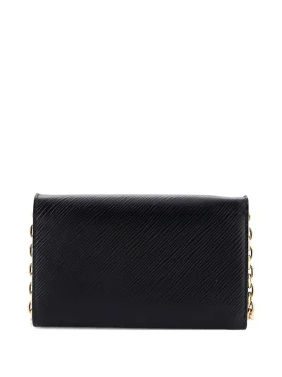 Pre-owned Louis Vuitton Twist Chain Wallet Limited Edition Floral Patchwork Epi Leather Crossbody Bag In Black