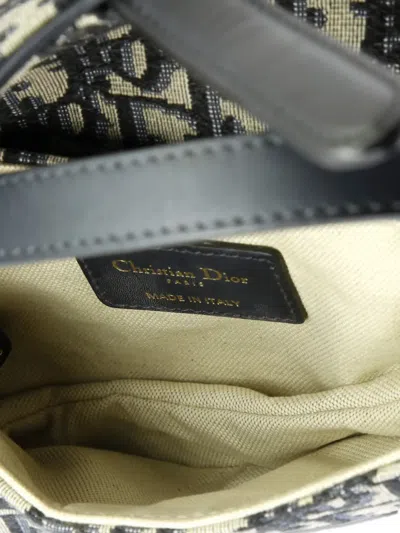 Pre-owned Dior Saddle Handbag Oblique Canvas Mini Shoulder Bag In Blue