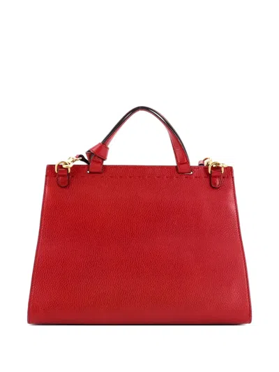 Pre-owned Gucci Gg Marmont Top Handle Bag Leather Small Satchel In Red