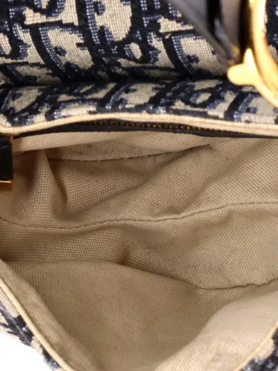 Pre-owned Dior Saddle Handbag Oblique Canvas Medium Shoulder Bag In Blue