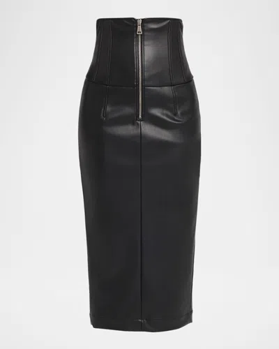 Versace Jeans Couture Faux Leather Corset Skirt In Black