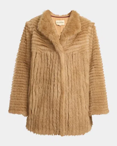 Valentino Fluted Sheep Shearling Coat In Multi