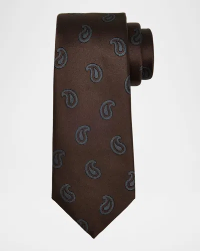 Giorgio Armani Men's Jumbo Paisley Silk Tie In Brown