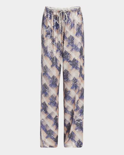 Dries Van Noten Puvis Sequined Relaxed Drawstring Pants In Multi