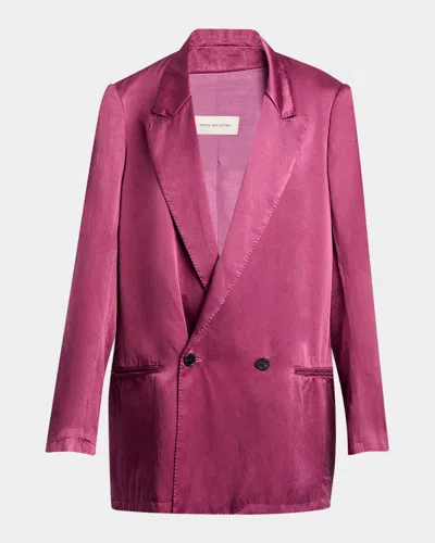 Dries Van Noten Blink Overdyed Double-breasted Blazer In Pink