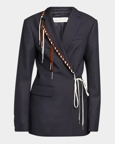 Dries Van Noten Baftan Long Sleeve Notched Lapel Jacket In Black