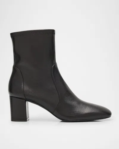 Stuart Weitzman Lucie Leather Booties In Black