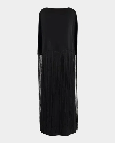 Ungaro Solara Sleeveless Fringe Maxi Dress In Black