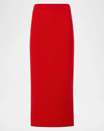 Akris Punto Stretch Virgin Wool Midi Pencil Skirt In Red