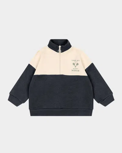 Konges Slojd Boy's Loupy Lou Half Zip Sweatshirt In Black