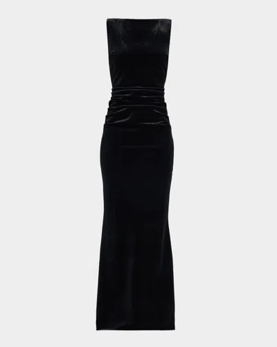 Chiara Boni La Petite Robe Nima Low-back Velvet Mermaid Gown In Black