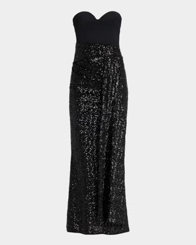 Chiara Boni La Petite Robe Desis Strapless Sequin Column Gown In Black