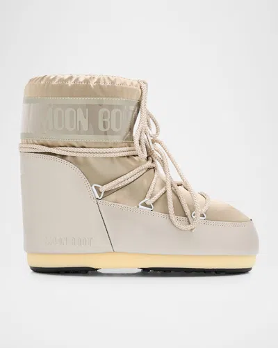 Moon Boot Icon Glance Satin Low Snow Boots In Neutral