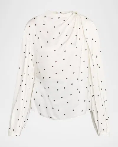 A.l.c Blaire Polka-dot Satin Blouse In Neutral