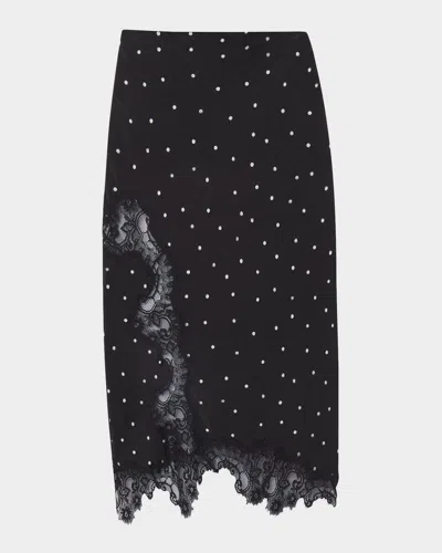 A.l.c Olivia Polka-dot Crepe And Lace Maxi Skirt In Black