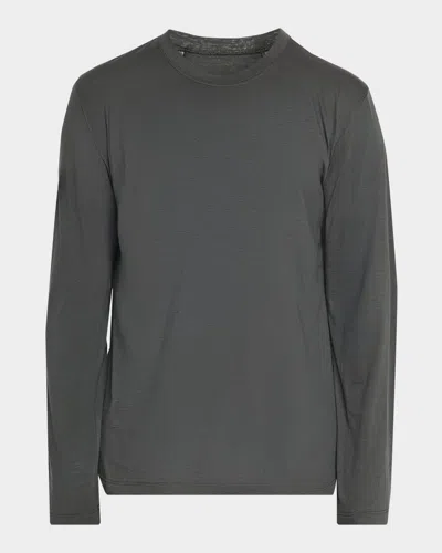 Sease Men's Easy-care Wool Jersey Long-sleeve T-shirt In Green