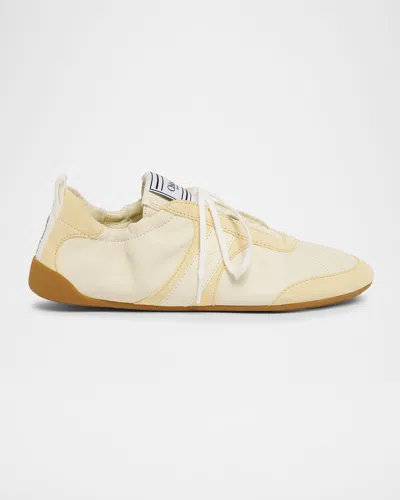 Chloé Kick Suede-trimmed Leather Sneakers In Neutral
