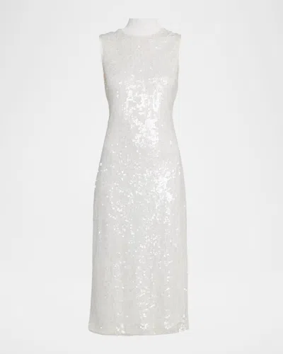 Ramy Brook Catherine Mock-neck Sequin Knit Midi Dress In White