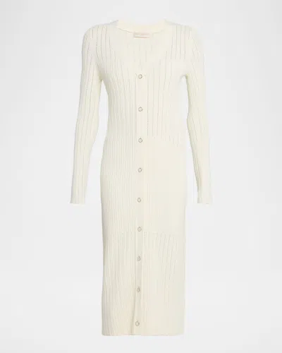 Ramy Brook Gabby Pointelle Rib Knit Bodycon Midi Dress In Neutral